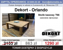 Dekort - Orlando T66 Stolik kawowy , dąb bursztyn